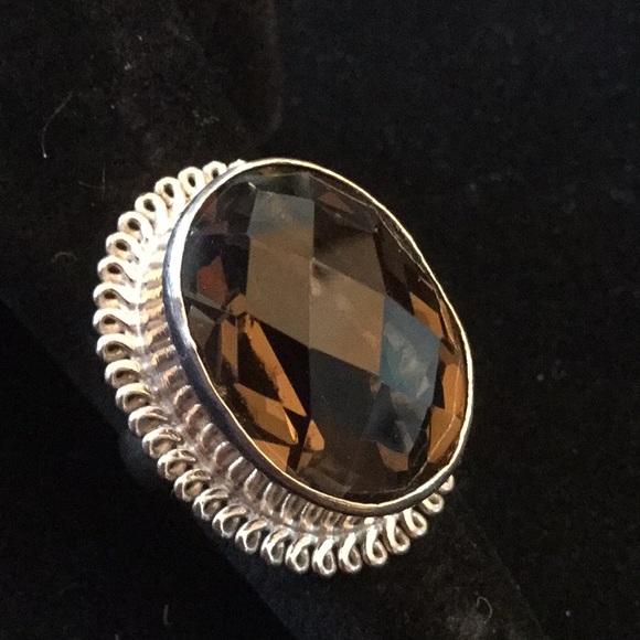 Large Genuine Smokey Quartz Ring - Picture 2 of 8